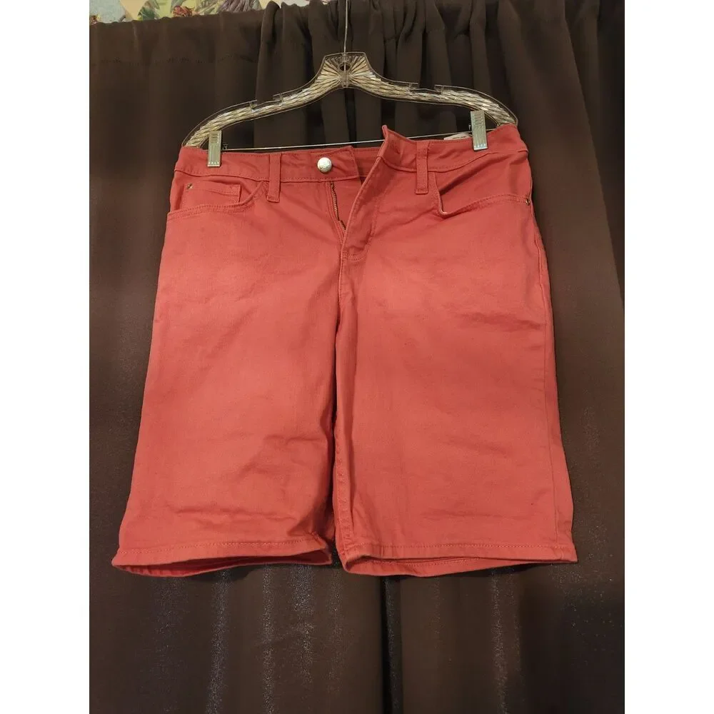 Lee Pink Denim Bermuda Shorts Size 10 Women's Long Jean Shorts Knee Length